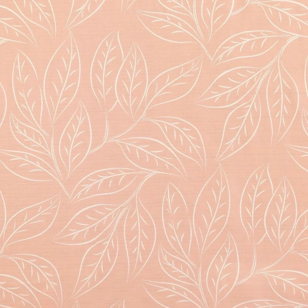 Coral Peach Colored Leaves Shower Curtain Set With Hooks
